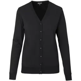 Ladies Quantum Low Pill Cardigan Black Front